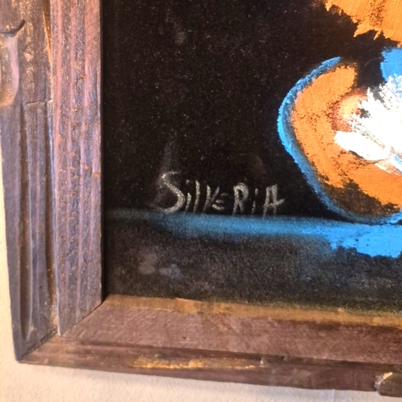 Vtg Black Velvet Boy & Girl-Childern Praying Paintings Pair Mexico Signed 24"x20 - Picture 6 of 12